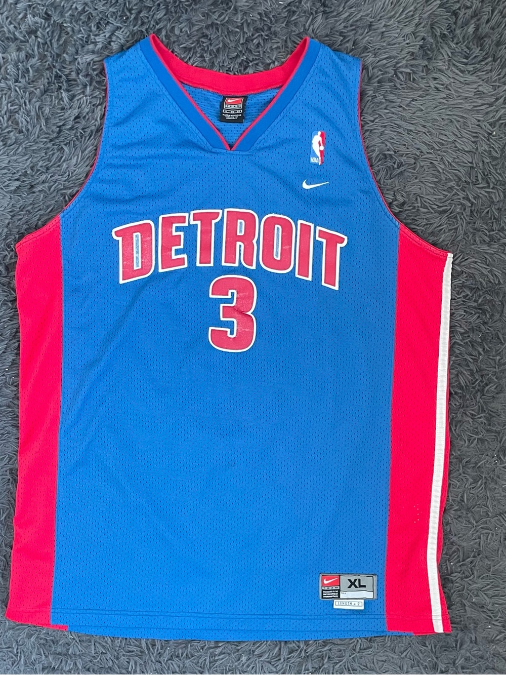 Men Size XL Nike Swingman Jersey Detroit Pistons Ben Wallace